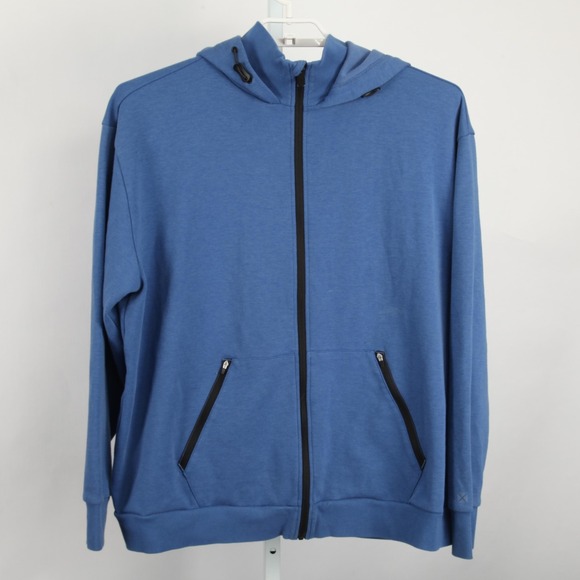 TomboyX Hoodie Sweatshirt Womens 2XL Blue Full Zip Drawstring Pockets Hooded - Picture 2 of 10